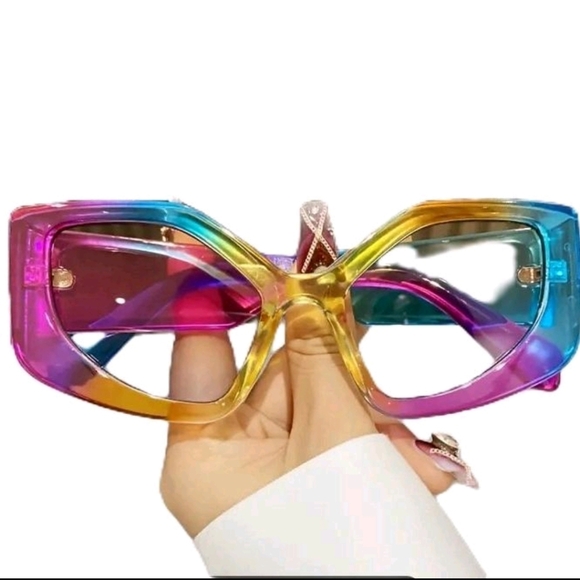 Accessories - NWOT Y2K Oversized Cat Eye Sunglasses for Women Men - Jelly Color Block Futurist